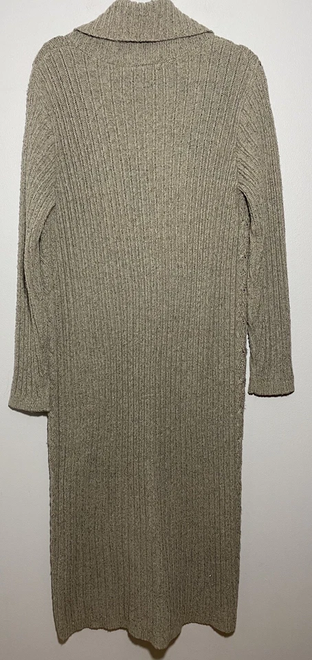 Cárdigan plumero suéter Jillian Jones talla XL línea larga beige tejido a mano abotonado Foto 3 de 4