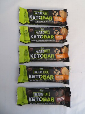 (5) Healthy Delights Nature Fuel KetoBar Meal Replacement Bar PB Choc 1.48 Oz @N