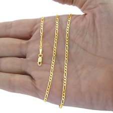 Unisex Real 18K Gold Filled Hypo-allergenic Italian Figaro Chain Necklace Z139G