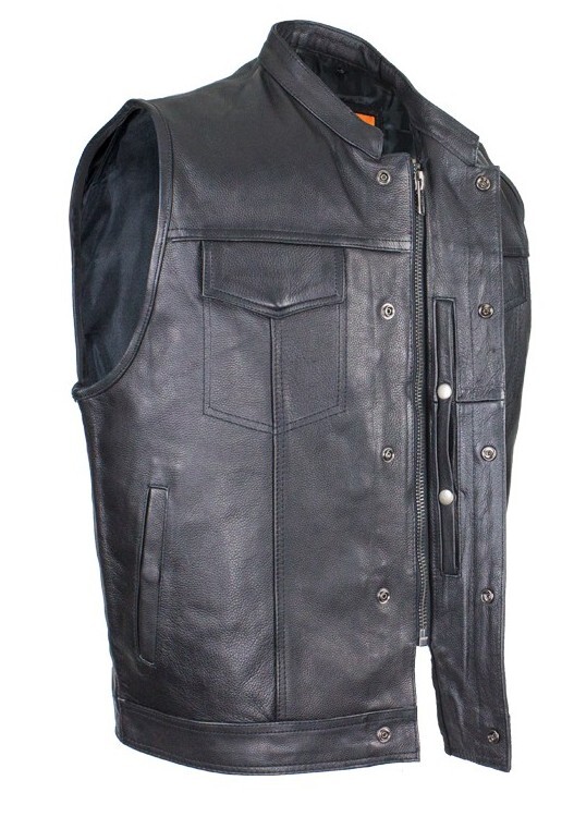Mens Riding Collar Son of Anarchy Motorcycle Leather Vest