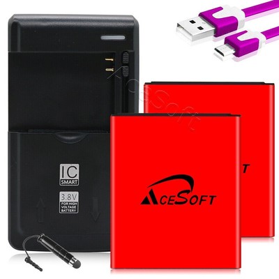 2x 2980mAh Battery Dock Charger Cable for Samsung Galaxy S3 S III Mini GT-i8190