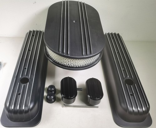 Finned Aluminum 1987 UP Valve Covers w/ Breather & PCV For SBC 350 Vortec TBI - Picture 2 of 5
