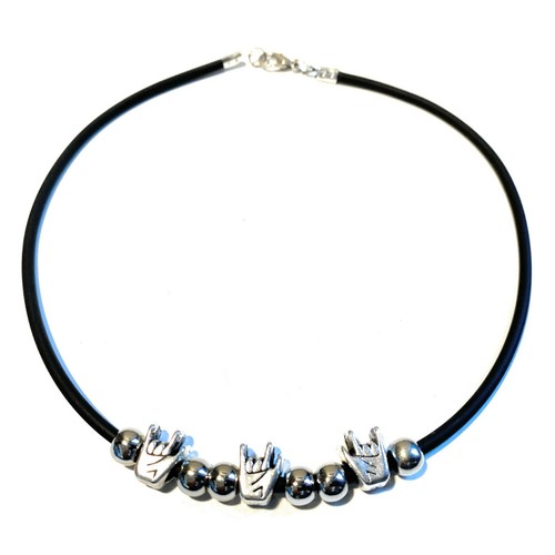 Collana da donna portafortuna con charms catenina girocollo lunga 40 cm caucciù - Foto 3 di 4