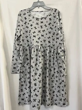 NWT Wonder Nation Bow Star Dress Girls Play W/Pockets Long Sleeve Gray XL Plus