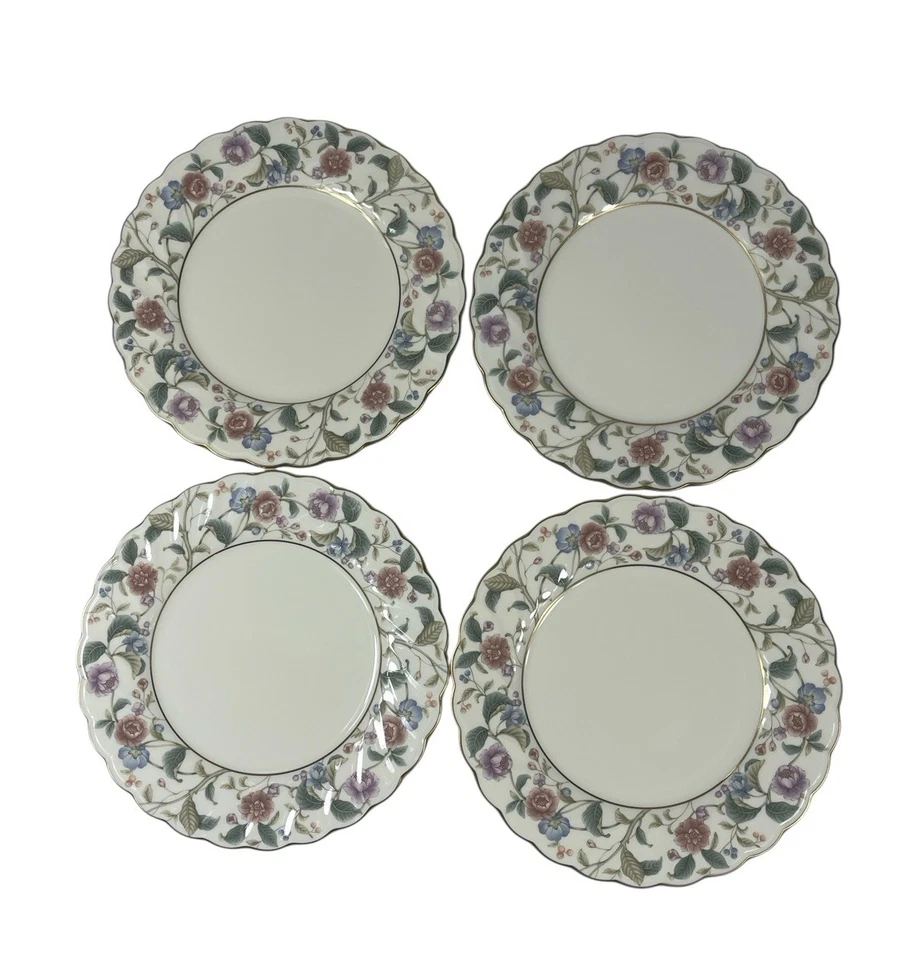 Juego de cuatro platos de postre para ensalada Noritake China 8" patrón La Prada 4703 COMO NUEVO Foto 4 de 4