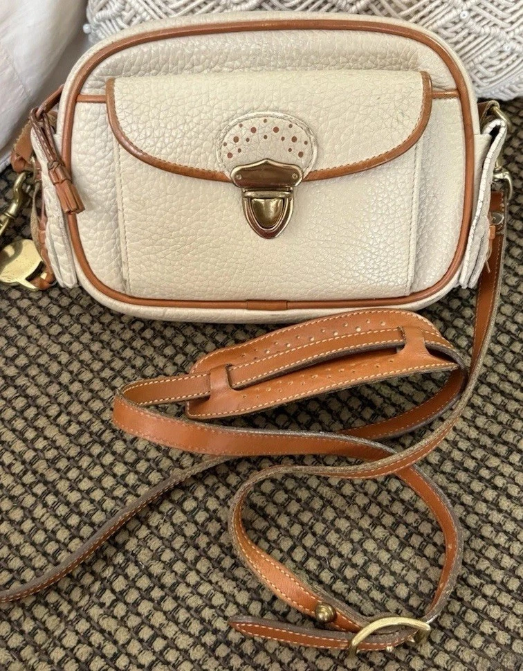 Borsa vintage Dooney and Bourke, borsa in pelle goffrata Dooney and Bourke, borsa in pelle nera e naturale Dooney and Bourke - Italia
