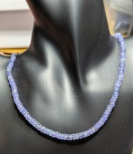 A++ Natural Lila/Blue Tansanite Faceted Rondelle Gemstone Beaded Women Necklaces