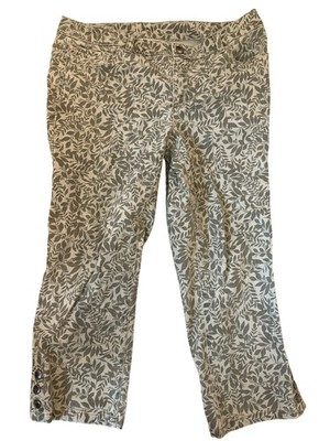 Christopher & Banks Womens Floral Capri Pants Size 8 Beige Floral Cottage Spring