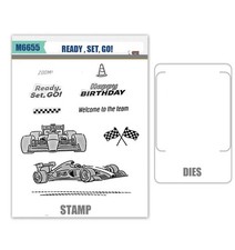 READY , SET, GO Stamps and Metal Cutting Dies DIY Scrapbooking Album card