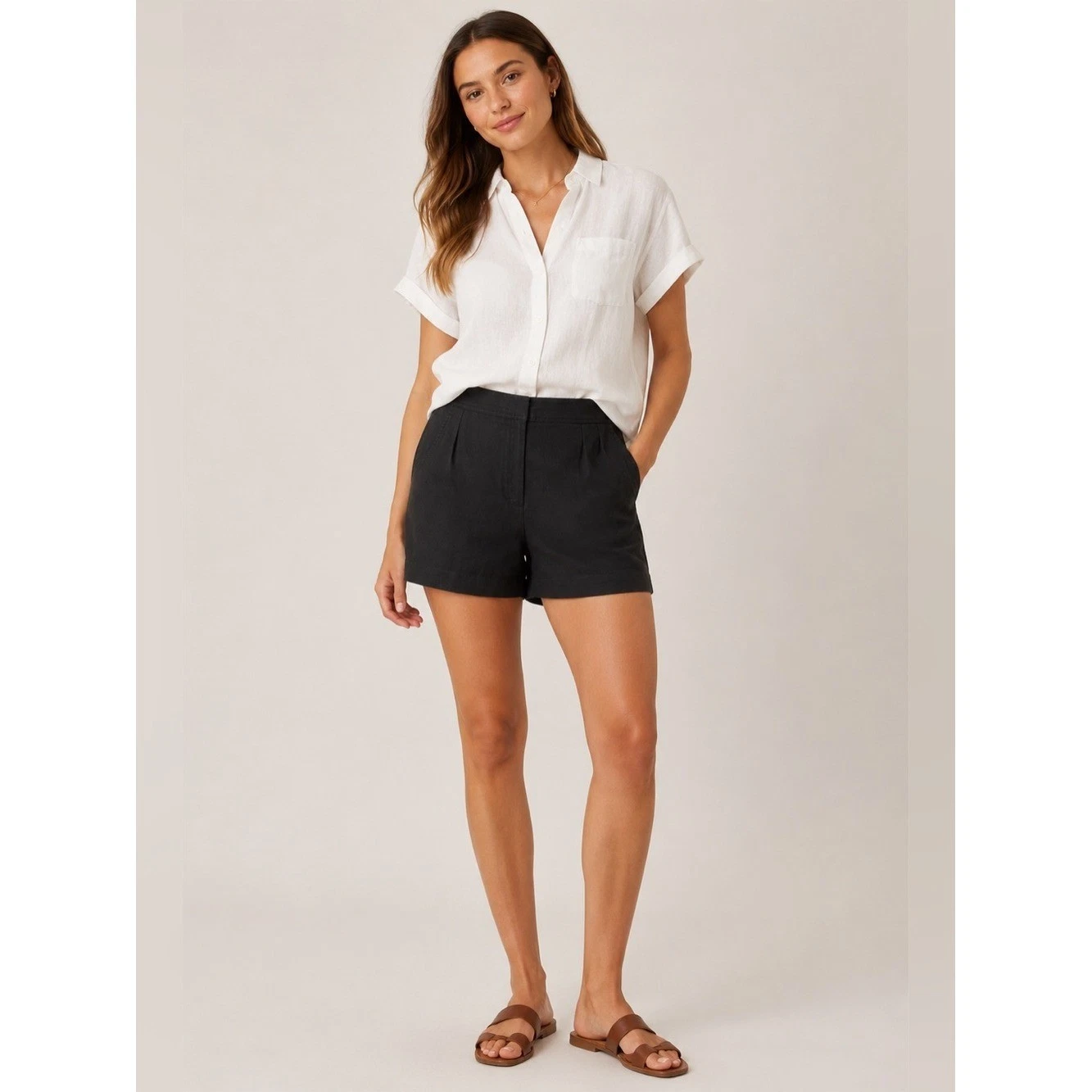 Orvis Black 100% Linen Shorts Women's M 10/12 Coastal Minimalist Casual
Opens in a new window or tab