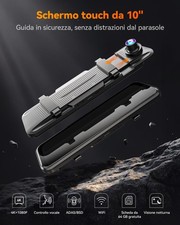 Dash Cam a Specchio 10'' M40 Doppia Fotocamera Anteriore Posteriore 4K Registraz - Miniatura 3