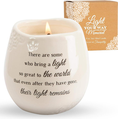 Pavilion Gift Company - 'In Memory, Light Remains' 19176 - White Ceramic Candle 