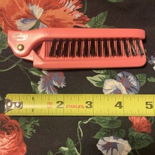 Vintage Goody Brush Comb Folding Combo Nylon Bristles Pink Handle USA Hairbrush