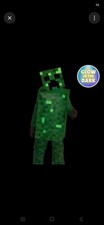 NEW Minecraft Creeper Glow in Dark Costume Kids Size 5-6 Small Disguise