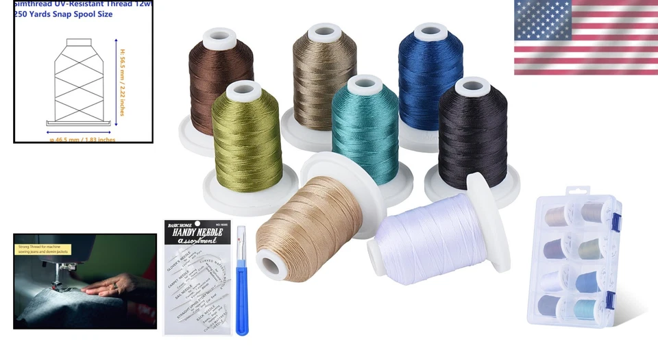 Heavy-Duty UV Resistant Upholstery Thread - 250 Yards in 8 Colors - Perfect f... - Image 2 of 4