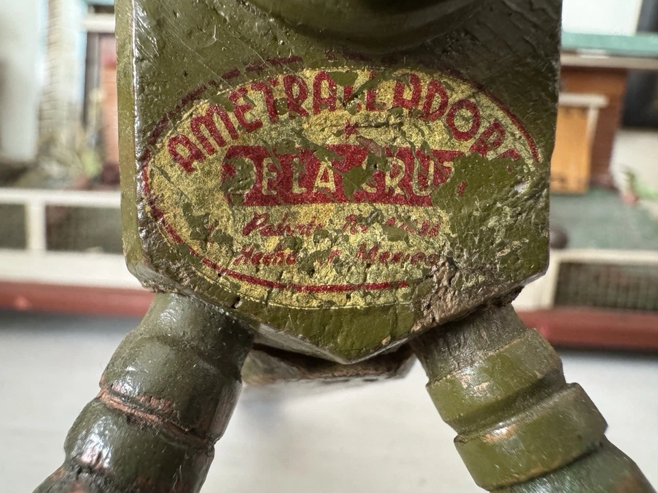 Machine Gun Wood Toy Mexican 1930’s Ametralladora De La Cruz Toys Mexico Works - Image 4 of 4