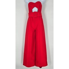 ASOS Red Belted Sleeveless Wide Leg Jumpsuit ...