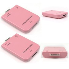 2X 2800MAH PORTABLE EXTERNAL PINK BATTERY CHARGER 30-PIN IPHONE 4S 4 IPOD NANO