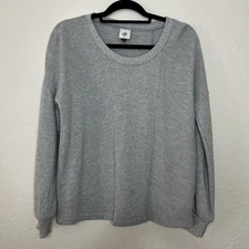 CABI #6541 Light Blue Textured Knit Relaxed Fit Wind Down Sweater Top - Size XS