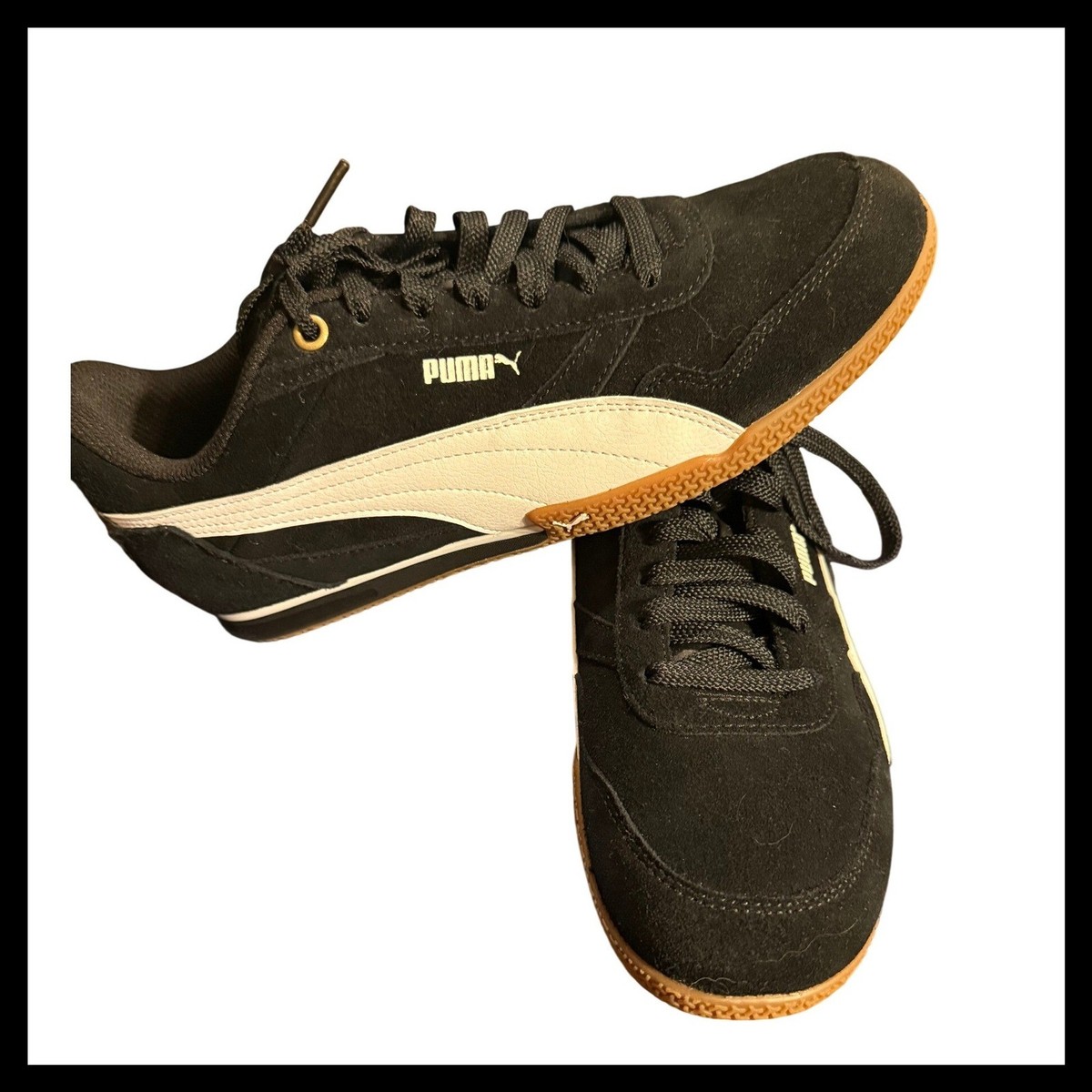 NWOT Puma Women Black Suede Gum Sole Low Top Sneakers Shoes  display picture 2
