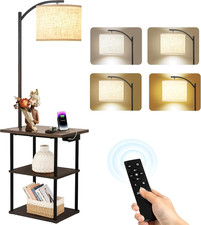 Modern Floor Lamp with Remote, Adjustable Colors  Charging Station Side Table