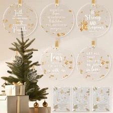 10 Sets Christian Christmas Ornaments Gold Foil Bible Verse Bulk Xmas Decoration