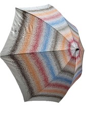 Vintage Christian Dior Umbrella Red Orange Blue Brown Stripe Dior On Handle