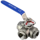 1/2"-2" NPT  3-way threaded Ball Valve Female Port T Type WOG1000 SS 304 Oil