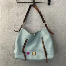 Dooney & Bourke Womans Sholder Bag Handbag Baby Blue Leather Single Strap