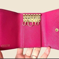 COACH Floral Key Case Pink  White Women's Authentic