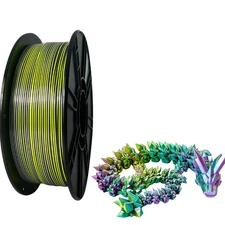 1KG 1.75mm Tri-Color Silk Emeraid Green/Purple/Yellow Silk PLA Filament