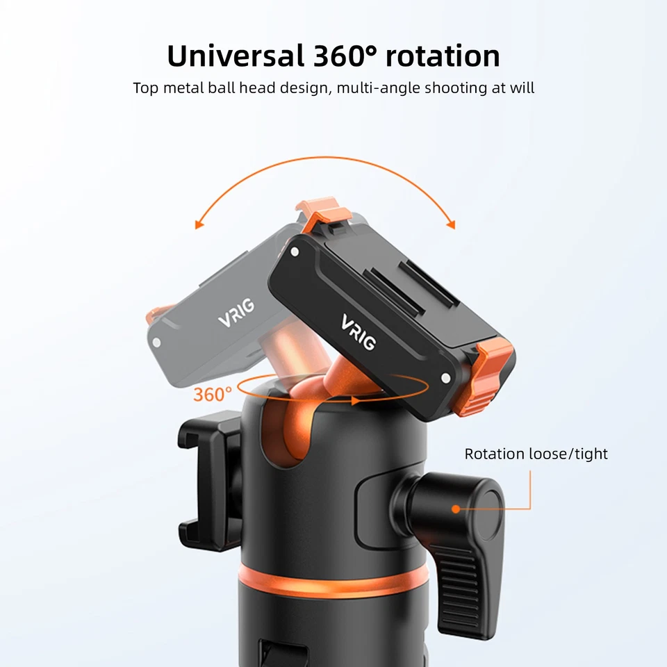 VRIG AC-40 Portable Selfie Stick Handheld Tripod Stand For DJI Action 5/4/3/2 - Image 3 of 4