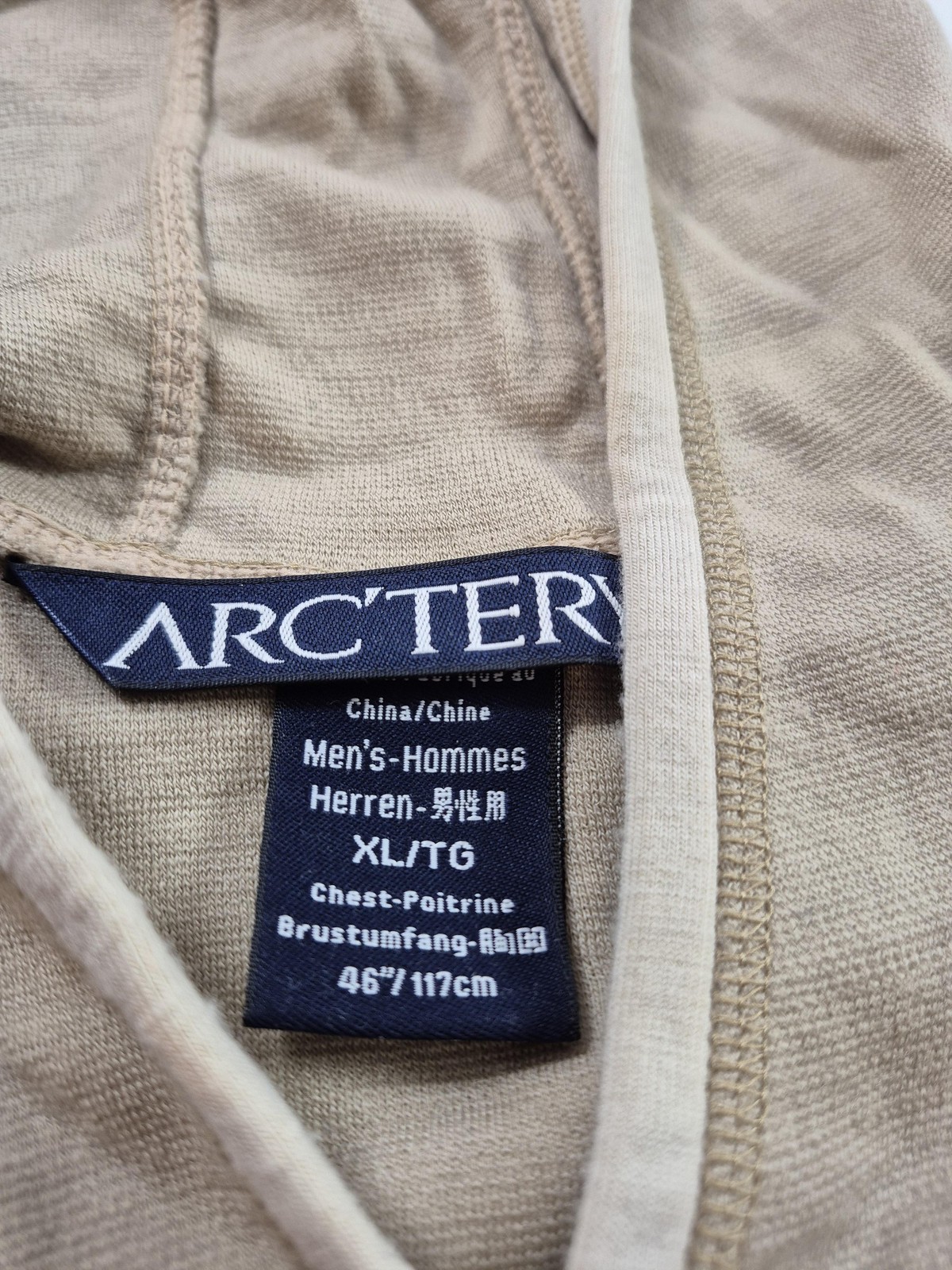 VTG Arc'teryx Wool Hoodie Mens XL Beige Knit Pullover Kangaroo Pocket Logo thumbnail 4