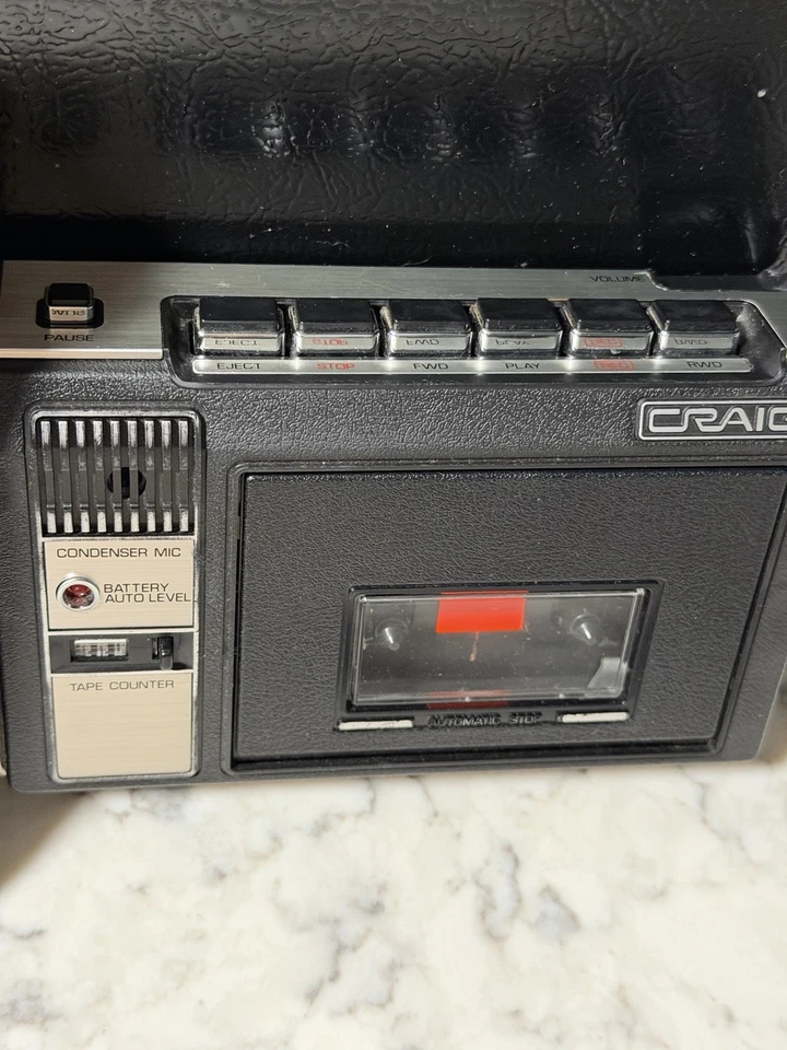 Grabadora de casete portátil compacta Craig 2629 de colección, solo piezas y 3 cintas TDK D-60 Foto 3 de 4