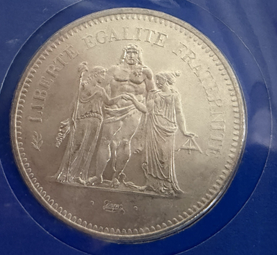1789-1989 50 Fr. 900 Brilliant Silver Coin Bicentennial French