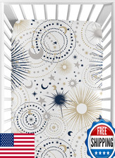 Sweet Jojo Designs Stars Moon Fitted Baby Crib Sheet for Boys/Girls