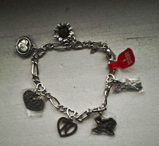 Silver Tone Metal Oval Link Charm Bracelet Lo...