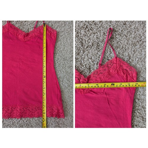 Y2K Forever 21 Babydoll Tank Top M Red-Pink Lace Cami Coquette Kawaii Barbie - Picture 8 of 8