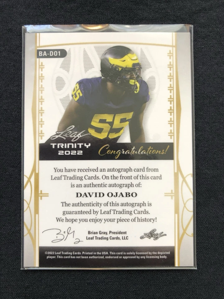 2022 Leaf Trinity David Ojabo Silver Auto #41/99 (BA-D01) - Image 2 of 3