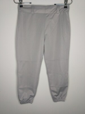 Easton Pro Pull Up Baseball Pants Boys Youth L YL Elastic Bottom Gray NEW