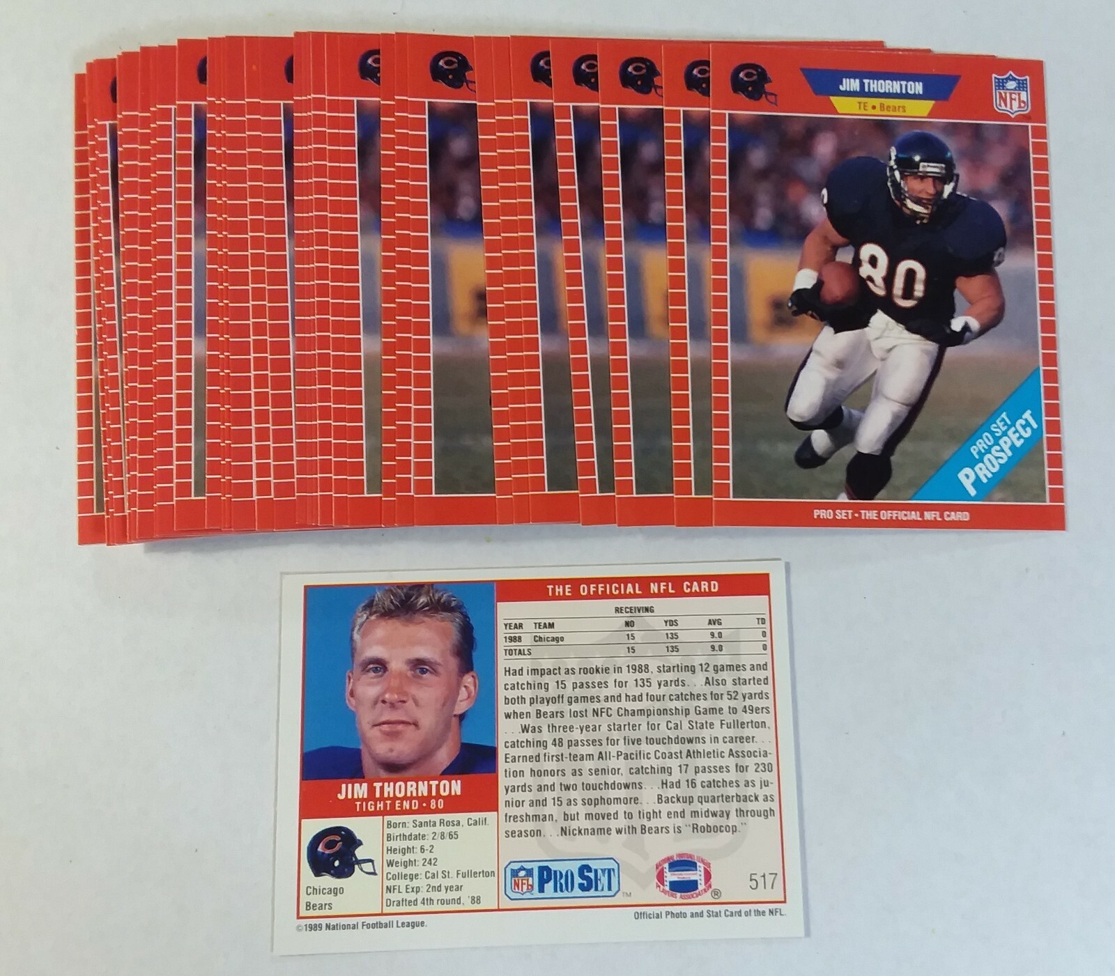 1989 Pro Set RC #517 JIM THORNTON ROOKIE Lot of (10)