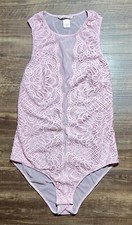 Victoria  s Secret Bodysuit Sz S Pink Lace Mesh One Piece Romantic Lingerie