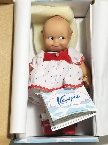 8" Kewpie Peppermint Swirl Ceramic Doll with Peppermint Swirl Hat Read - Picture 1 of 14