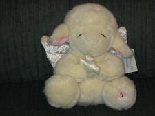 Russ Berrie VTG Lovable Lambie Plush 8  Holding A Cross  Angel Wings F687141