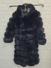 New Madison K Luxe Empress 4 In 1 Detachable Fox Fur Coat Hoodie Black Sz Medium