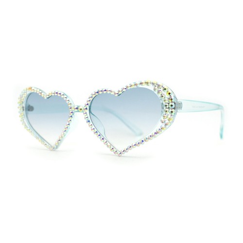Damen-Sonnenbrille irisierend Strass Glitzer sprudelnd Herzform - Bild 16 von 60