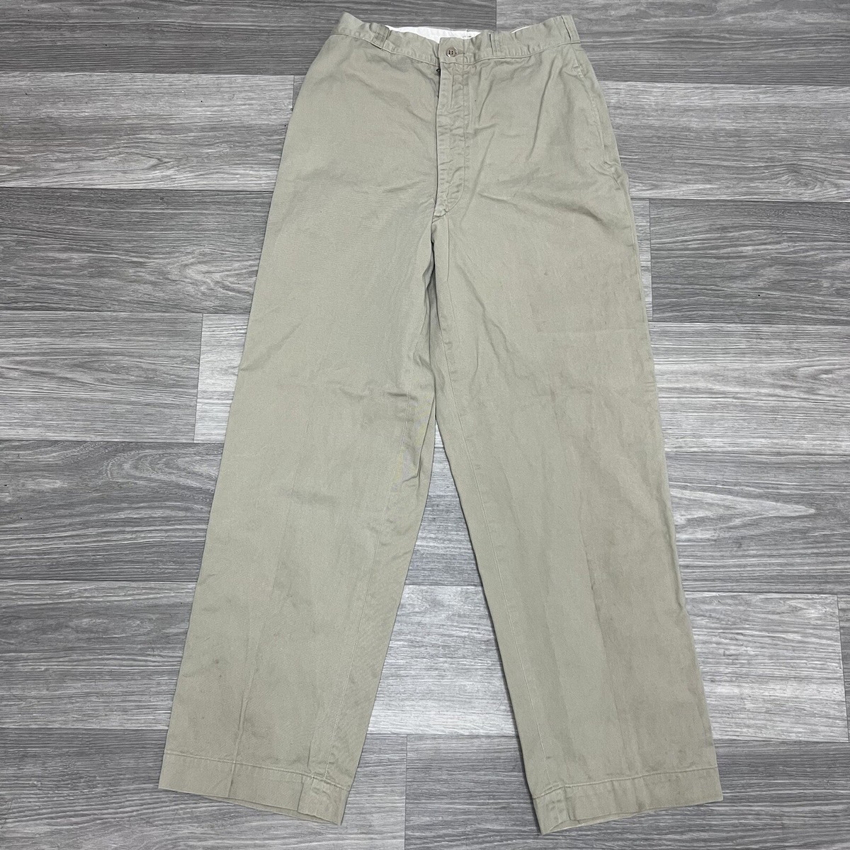 Vintage 50s US Army Khaki Chino Trousers Pants Mens 28x31 Vintage 50s US Army Khaki Chino Trousers Pants Mens 28x31