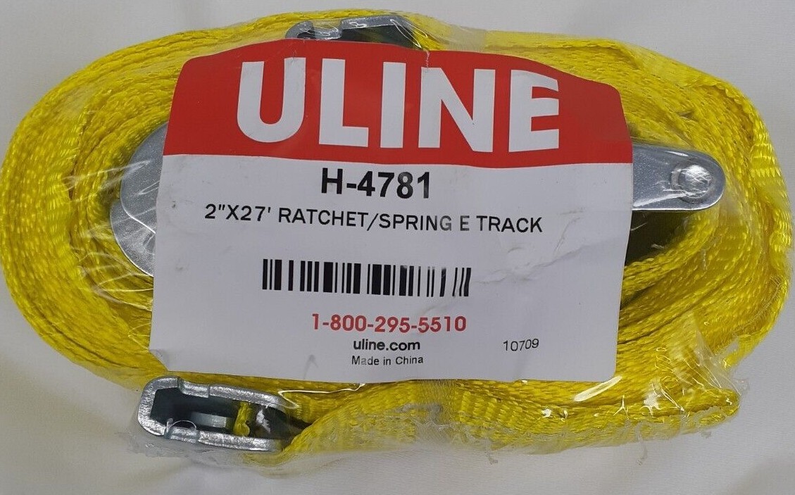 Uline H4781 2"x27' Ratchet Strap Spring ETrack E Track Cargo Strap