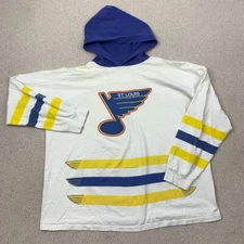 Vintage Apex One Hoodie Men's Large White Blue St Louis Blues Pullover 90s