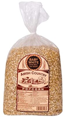 Amish Country Popcorn | 6 lb Bag | Baby White Popcorn Kernels | Small and Tender